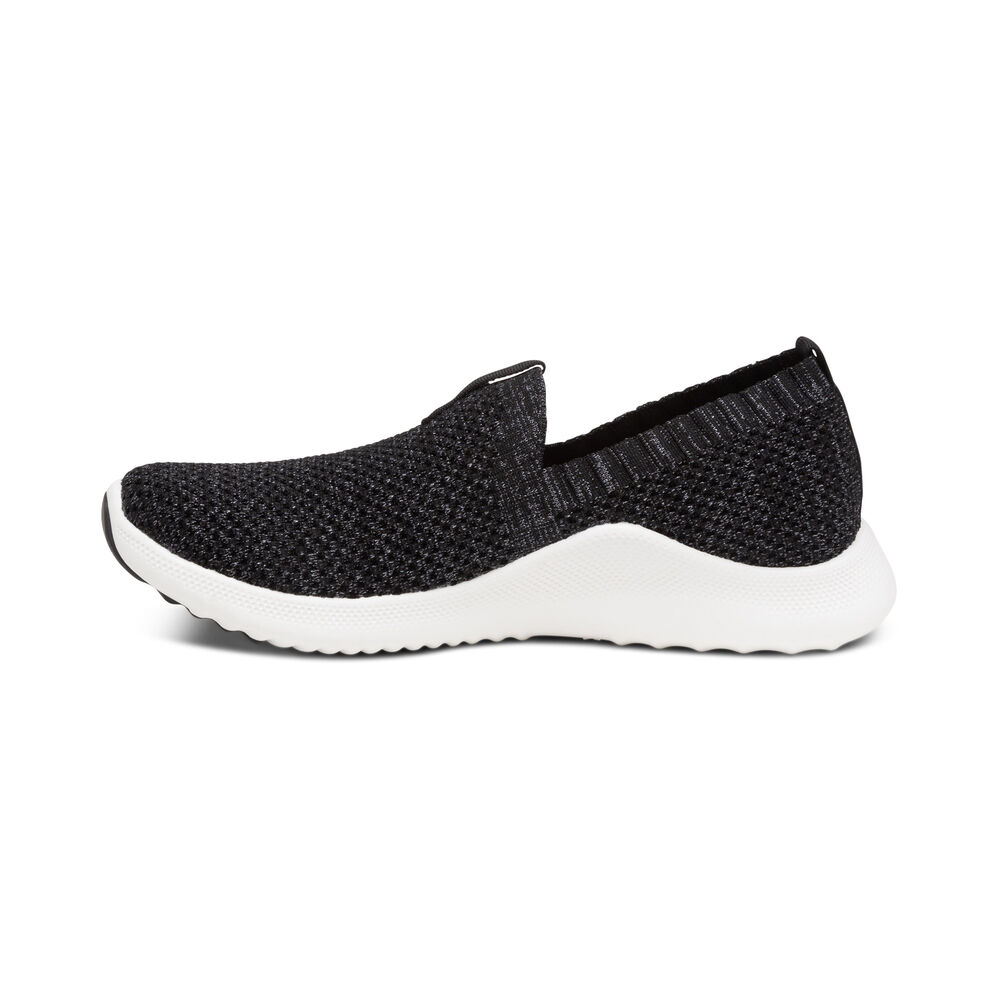 Aetrex Women's Angie Arch Support Sneakers - Black | USA 8EKOE6M